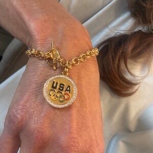 USA OLYMPIC Charm Bracelet w/ Swarovski Crystals!